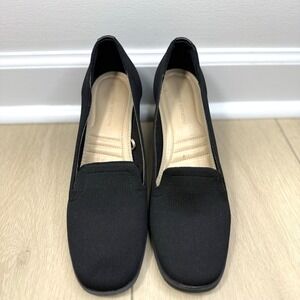 Adrienne Vittadini 10M Black Knit Block Heel Pumps Womens Retired Y2K Slip On